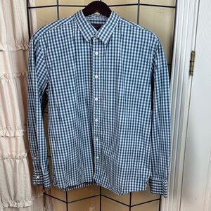 UNTUCKit Navy and White Checked Gingham Men's Shirt SIze XL